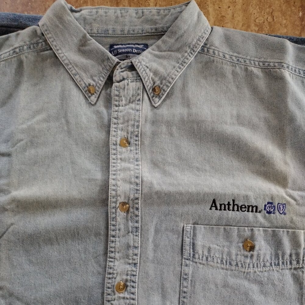 Never Worn AllSport Denim Shirt with Anthem BCBS Logo XL